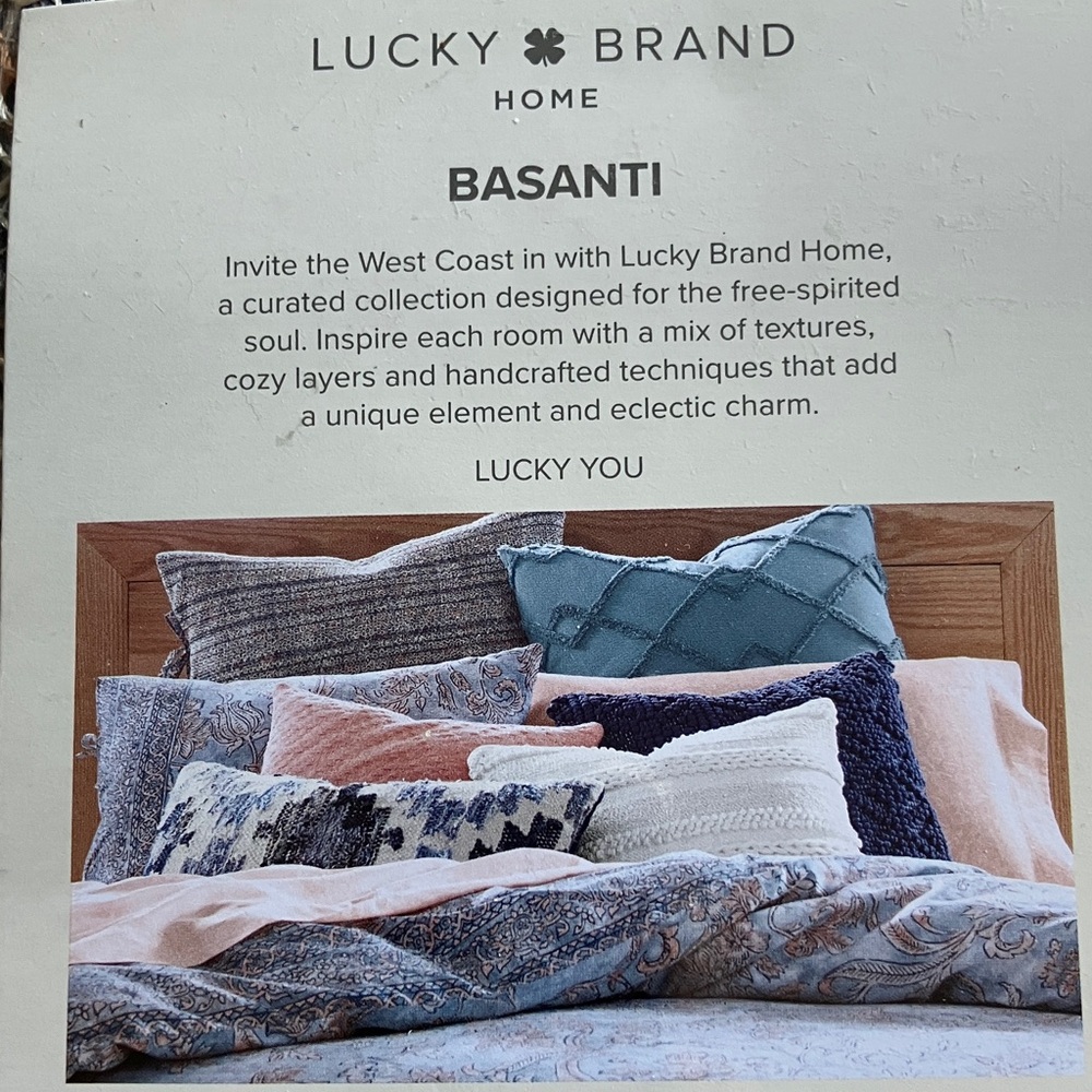 Lucky Brand Basanti Pillow Collection - Blue, Pink, Cream